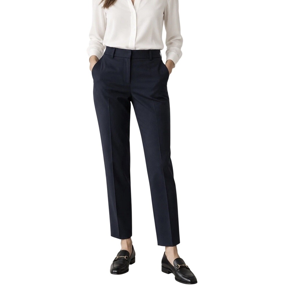 Theory Testra O Sevona Navy Blue Stretch Wool Tapered Slim Ankle Pants 12